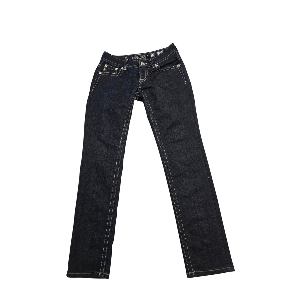 Miss Me Easy Skinny Jeans Dark Wash Embellished Sequin Flap Pocket JE5758ESR 27